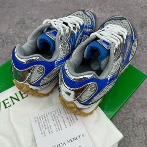 Bottega Veneta Silver and Blue Sneakers